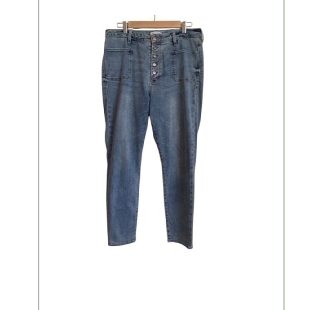 DEAR JOHN Olivia Super High Rise Skinny Faded Washed Denim Button Fly 32